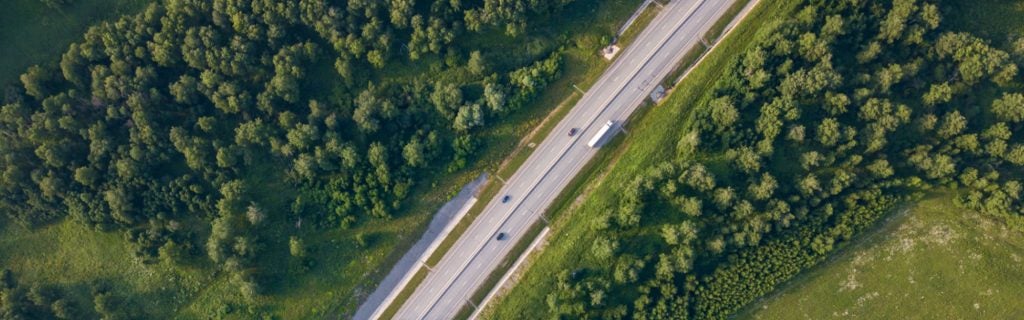 Aerial of highway