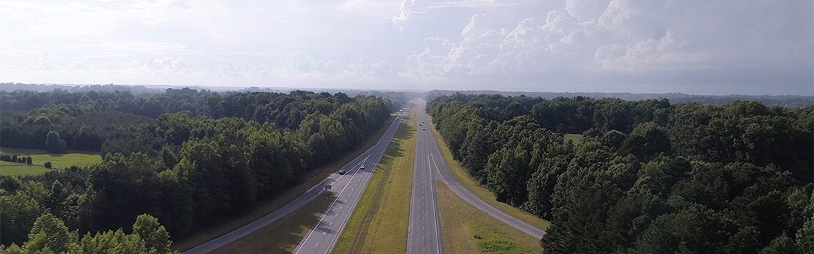 Drone shot of highway