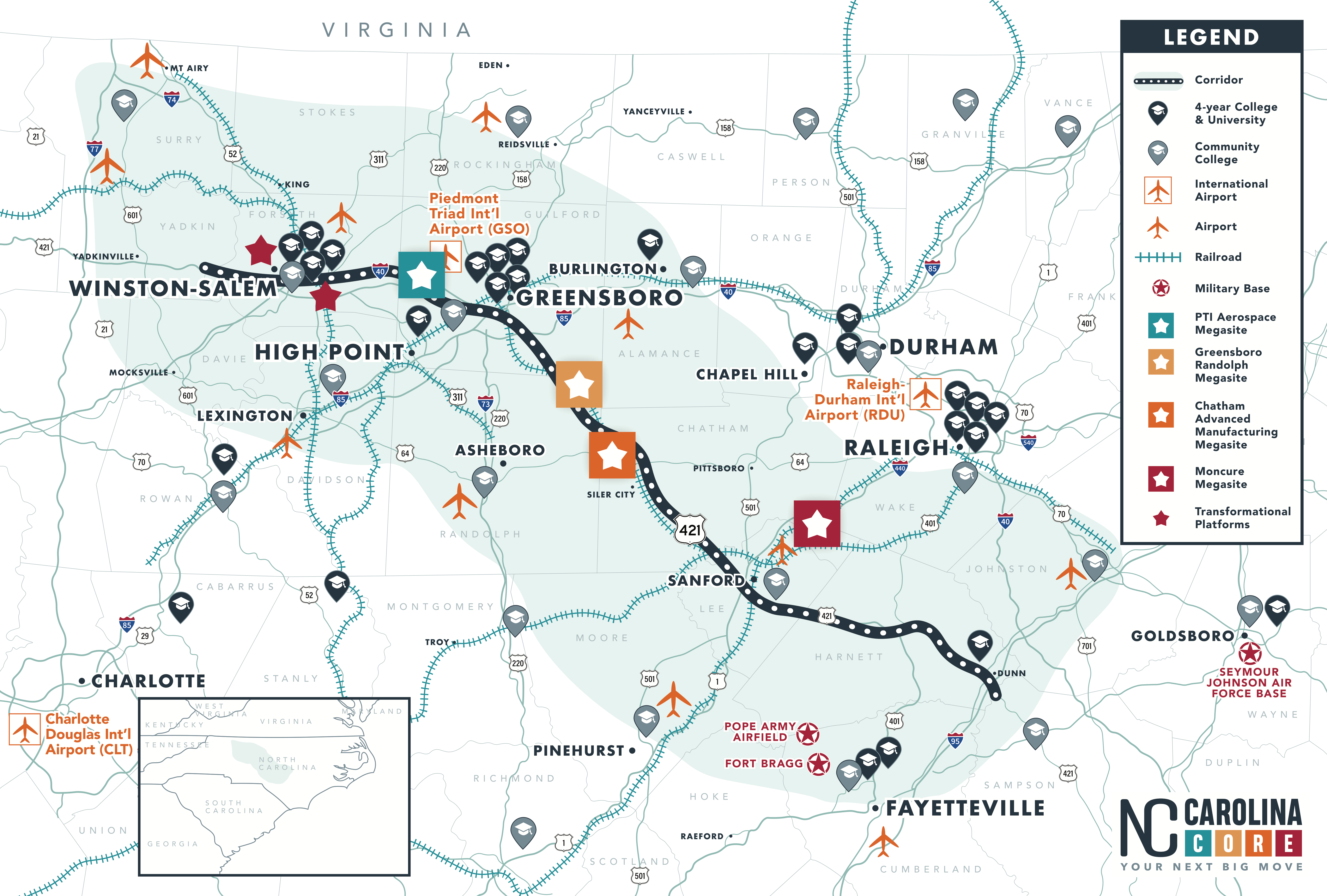NC Carolina Core Map